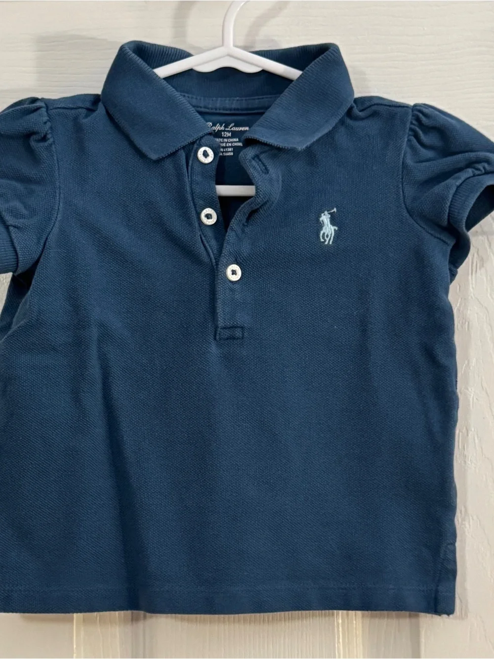 Ralph Lauren Baby Girl Dark Blue Polo with Light Blue Pony Short Sleeve
